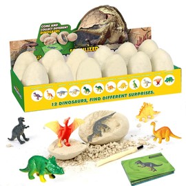 Idota Dinosaur Eggs Excavation Set, Dinosaur Egg Excavation, 12 Dinosaur Types for Toy, Gift, Children, Boys, Girls from 3-10 Years, Dinosaur Eggs for Digging Set, Archaeology, Pack of 12