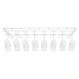 CeRaBuRET Practical And Elegant Wine Glass Rack Under The Cabinet, 8 Row Glasses Hanger Rack, Metal Wine Glass Holder, DIY Bar Glass Storage Rack For Restaurants, Bars (White)