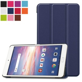 dtab Compact d-02K Case LeTrade Stand Function Tri-Fold Premium PU Leather Ultra-thin Lightest Weight Scratch Resistant Protective Case Cover NTT docomo dtab Compact d-02K 8 Inch Exclusive Navy Blue