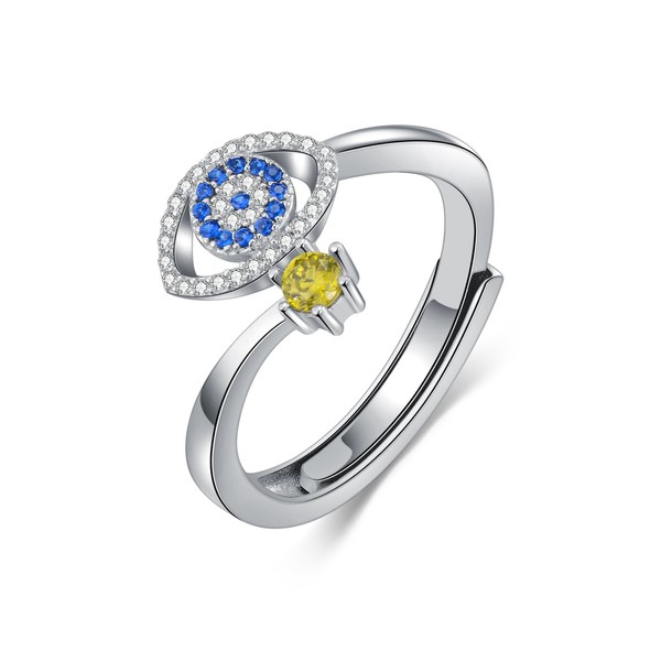 Evil Eye Ring with Blue Sapphire 925 Sterling Silver Wrap