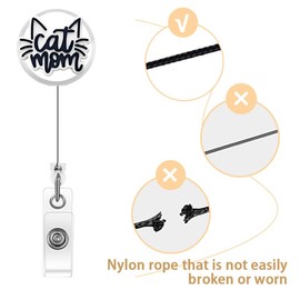 Cat Mom Retractable Badge Reel for Nurse Doctor Social Worker Badge Holder Retractable Clip for Women Cat Lovers Gifts to Daughter Granddaughter Friends 2PCS Nurse Badge Clips to Nursing Student