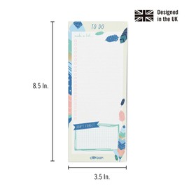 Pukka Pad, Carpe Diem To-Do List Magnetic Pad, Memo Pad for Grocery, Shopping Lists, 60 Sheets, 18 x 9 cm, Feathers
