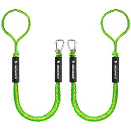 Obcursco Bungee Dock Lines,Boat Dock Rope,Jet Ski Accessories with 316 Stainless Steel Clip for Kayak,Seadoo,Pontoon,Yamaha WaveRunner,Canoe (Yellow/Green, 3ft-4.2ft)