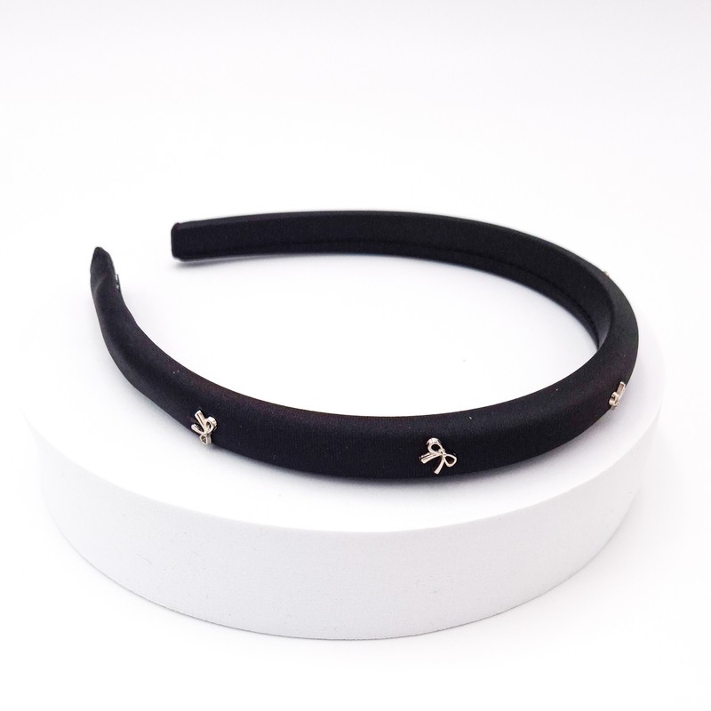 Silver Ribbon Slim Hairband Pastel Blue / 실버 리본 슬림