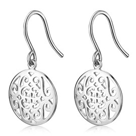 MATERIA by Matthias Wagner SO-58 Oriental Earrings 925 Silver Women's Ornamental Round Earrings, Sterling Silver