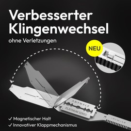 ANYMALE Premium Razor "The Edge" - Men's Set with 5 Interchangeable Blades - Wet Razor with Individual Wooden Handle - Razor for Beard and Contours - Sandalwood Edition