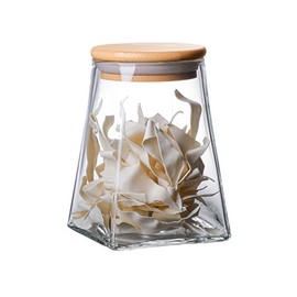 SayasNoy Glass Jars with Bamboo Lids, Candy Jar with Lid, Coffee jar for Counter, Cookie Jar with Airtight Lids, Clear Glass Jar for Candy, Tea, Coffee Bean, Sugar, Spices, Apothecary etc (19oz/550ml)