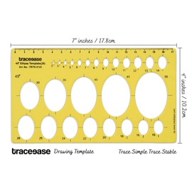 Traceease Geometric Drafting 45° Ellipse Template Drawing Stencil, Designing Template Measuring Ruler
