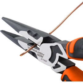 Vanquish 8 Inch Long Needle Nose Pliers High-Leverage Wire Cutters with Comfort Grip Handle (3168)