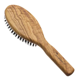 Hydréa London Olive Wood Natural Hair Brush with Pure Boar Bristle – Hairbrush for Women & Men for Healthy, Smooth and Shiny Hair