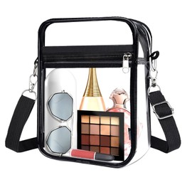 Clear Messenger Bag Stadium Approved,Clear Purse,Clear Crossbody Shoulder Bag with Adjustable Strap for Concerts, Sports Events Clear Bag(Black)