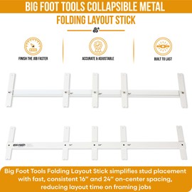 Big Foot Folding Layout Stick – Adjustable Stud Spacing Tool for Framing | Heavy-Duty CNC-Machined Aluminum | Collapsible, Portable Design | Perfect for Carpenters, Contractors & Framers (LA-LSFM)