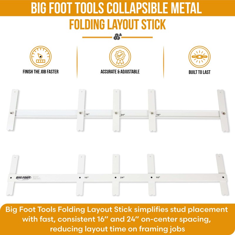 Big Foot Folding Layout Stick – Adjustable Stud Spacing Tool