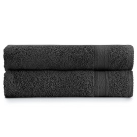 Tuiste Bath Towels Anthracite Grey | 100% Cotton Shower Towels Bath Towel Set 2 Pieces | 2 x Bath Towels Set (70 x 140) | Soft and Absorbent | Colour: Anthracite grey