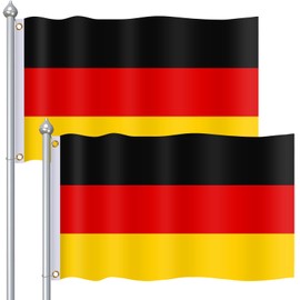 JUNEBRUSHS Germany Flag, Pack of 2 Germany Flag, 90 x 150 cm, Weatherproof German Flag with Brass Eyelets, Bright Colours, Germany Flag for Euro 2024