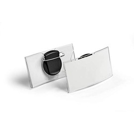 Durable Name Badges Convex with Combi-Clip for Pin or Clip to Clothing 75 x 40 mm Ref 8124 (Pack of 25)