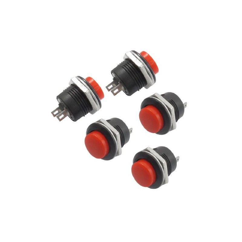 uxcell A12081400ux0336 5 x Momentary SPST NO Red Round Cap