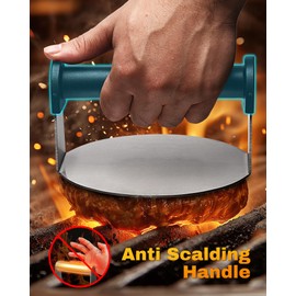 BS-VOG Stainless Steel Burger Press 6 Inch, Burger Smasher with Heat-Resistant and Reinforced Handle, Heavy-Duty Meat Press for Grilling and Cooking, Professional Barbecue Grill Press Tool