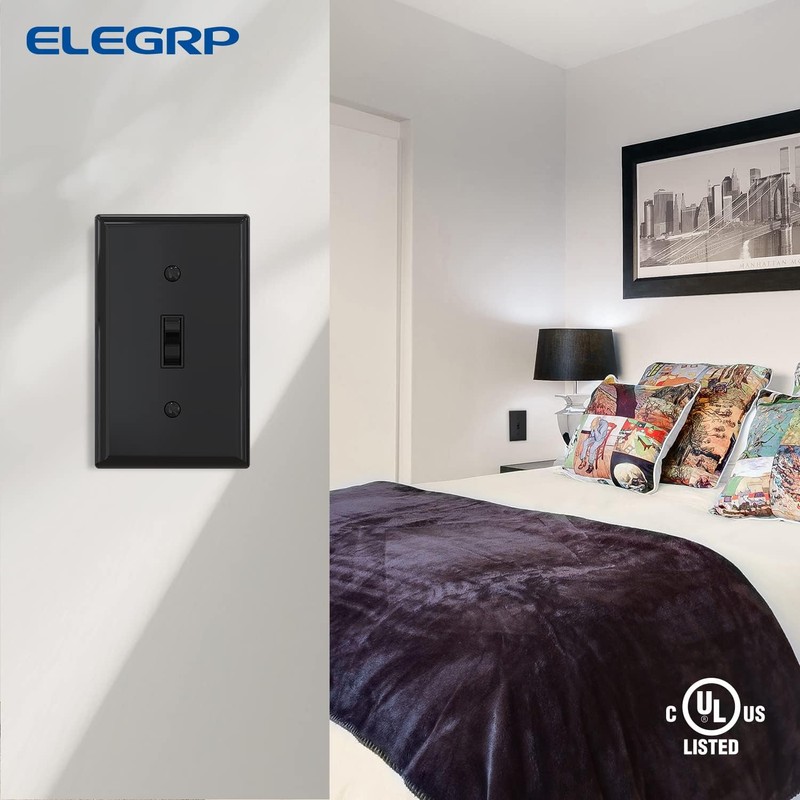ELEGRP 3 Way Toggle Light Switch with Plate, 15 Amp,