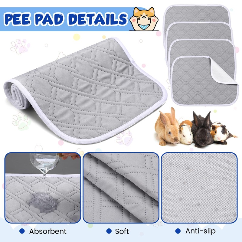 Locmeo 16 Pcs Washable Guinea Pig Pee Pads Bulk 12