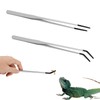 2-Pack Stainless Steel Reptile Feeding Tongs with Rubber Tips,10" Straight