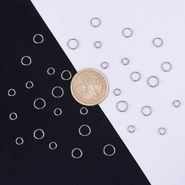 PandaHall Elite 1 Box 4/5/6/8/9/10mm Mixed 304 Stainless Steel Open Jump Rings Sets for Jewellery Making,about 1000 pcs in One Box