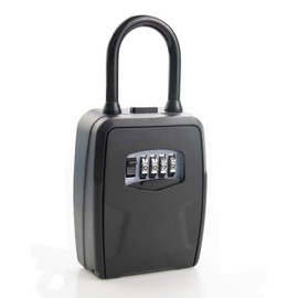 BenRich Key Safe Lock Box with Shackle, 4-Digit Portable Key Safe Padlock Lockbox for Houses Homes Offices Cars Surfing School Garage Elderly Care Hide Key - Black