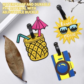 AIYONG Luggage Tags, Pack of 6 PVC Luggage Tags with Name and Address Tag Identification, Suitcase Tag Air Travel, Summer Beach Style, for Travel Suitcases and Handbags