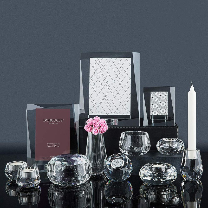 Donoucls Crystal Tealight Holder Candlestick Home Decorations for Dinner Table