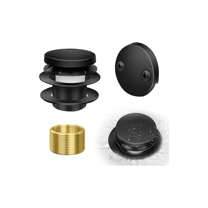 Tip-Toe Bathtub Drain Kit with Two-Hole Overflow Plate, Bath Tub