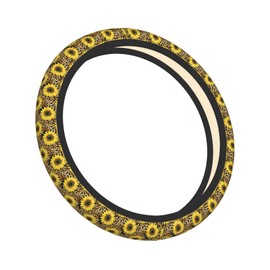 Sunflower Leopard Print Auto Car Steering Wheel Cover Universal 15 Inch Neoprene Interior Decor Protection Accessories