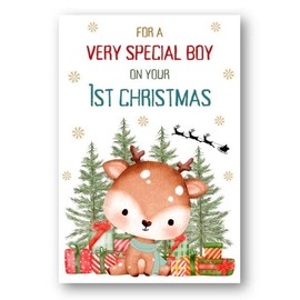 Second Ave Cute Very Special Boy on Your First Christmas Xmas Holiday Festive Greetings Card