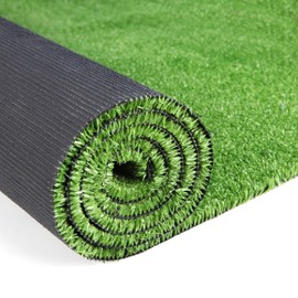 GRASS EXPRESS Artificial Grass Turf, 4ft x 25ft (100 ft²) Indoor Outdoor Fake Astroturf Rug Carpet Mat for Balcony Decor Backyard Patio Backdrop Fence Wall Decorations Dogs