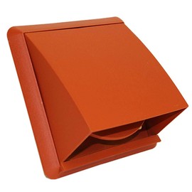 Kair Terracotta Cowled Outlet Grille 155mm External Dimension Wall Vent with 100mm - 4 inch Round Rear Spigot and Wind Baffle Backdraught Shutter