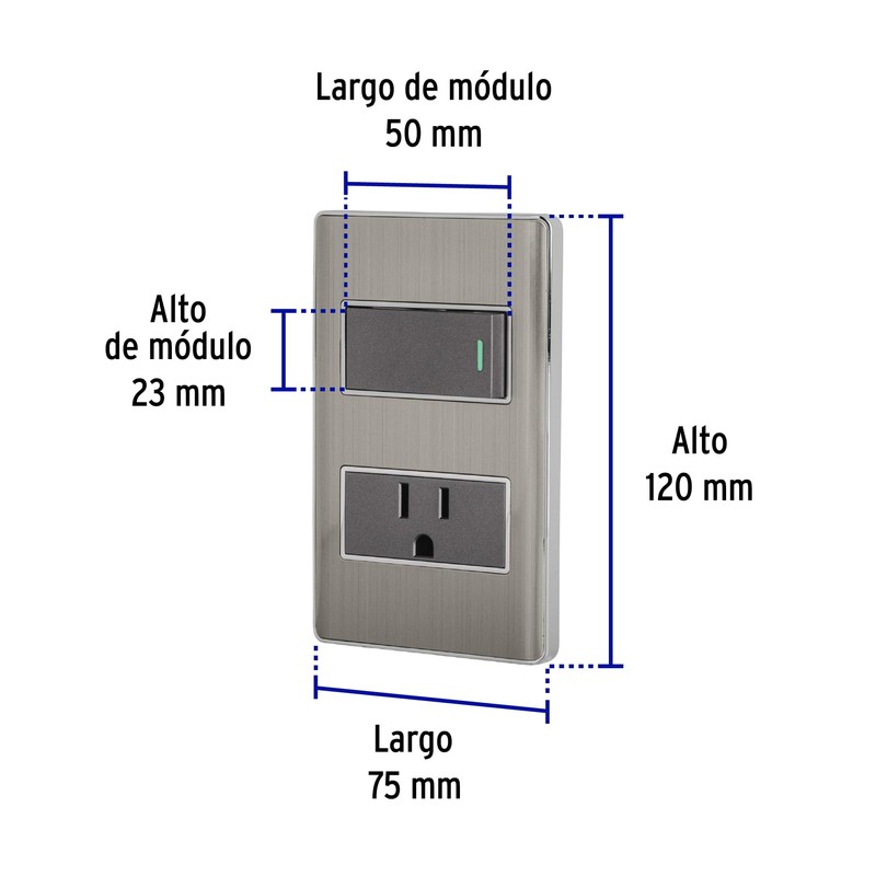 Volteck PA-APCO1-LA, Placa armada 1 interruptor sencillo y 1 contacto