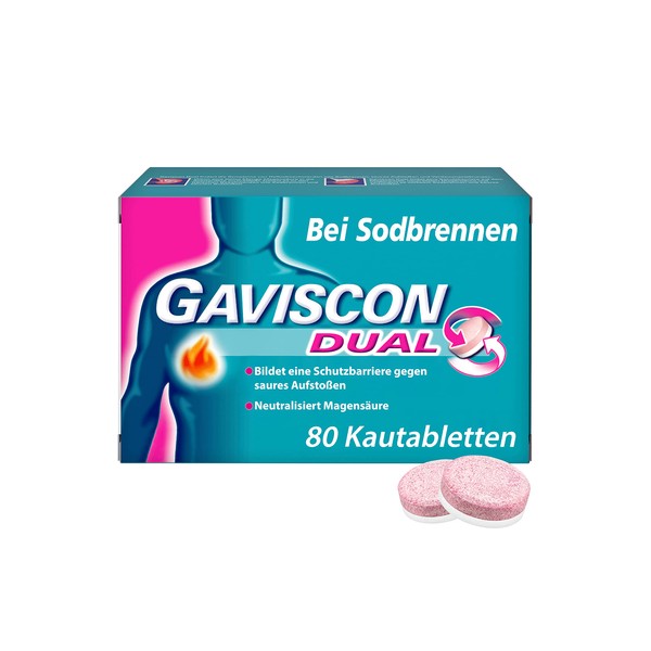 GAVISCON Dual Chewable Tablets for Heartburn Pack of 80