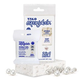 T.Taio Esponjabon Mother of Pearl Soap Sponge - Refreshing Shower Scrubber for Bath Wash & Oil Removal - Bathroom Necessities with Invigorating Scents - Mini Pearl Included