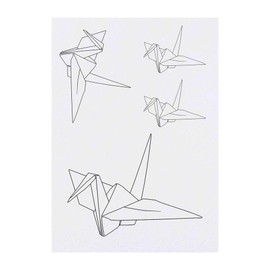 Azeeda 4 x 'Origami-Kranich' Temporäre Tattoos - Wasserfest, Hautfreundlich & Ungiftig · Transfers in Verschiedenen Größen (TO00039949)
