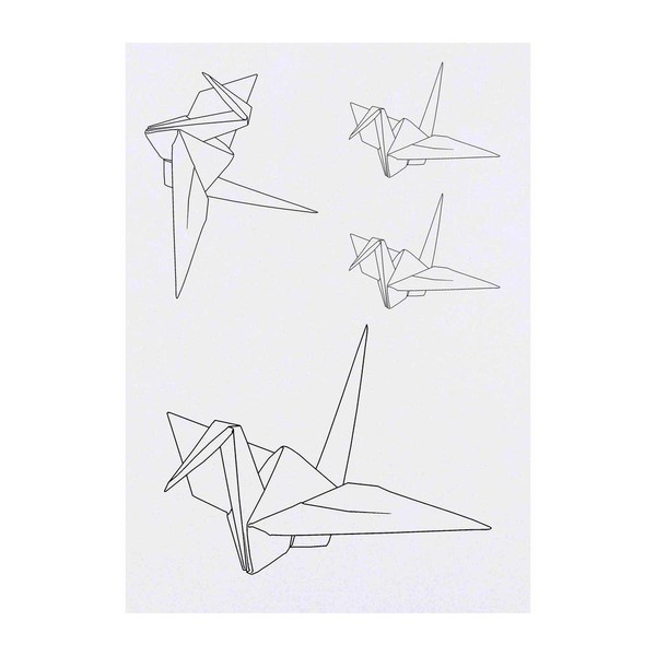Azeeda 4 x 'Origami-Kranich' Temporäre Tattoos - Wasserfest, Hautfreundlich &