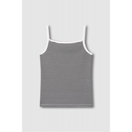 JAJU [JAJU] Women's Cotton Rib Square Neck Sleeveless T-shirt_Jet Black
