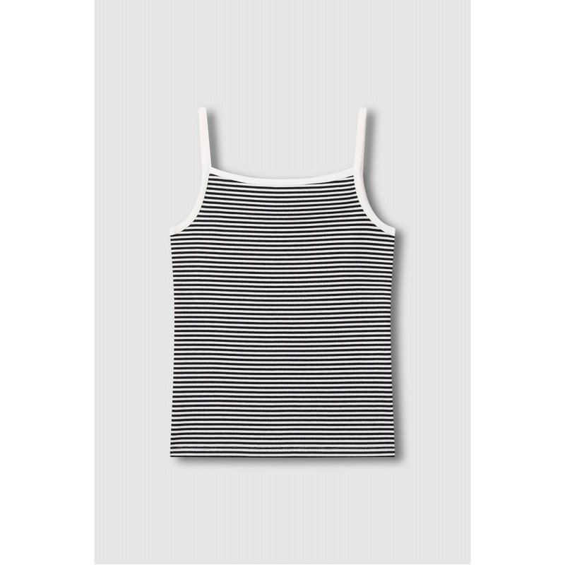 JAJU [JAJU] Women's Cotton Rib Square Neck Sleeveless T-shirt_Jet Black