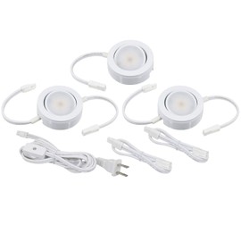 American Lighting MVP-3-30-WH Three Puck Kit with Roll Switch and 6 Foot Power Cord, Dimmable Swivel LED Lights, Linkable, cETLus Listed, 2-3/4-Inch, 3000K White, 3-Pack MVP Collection, 3