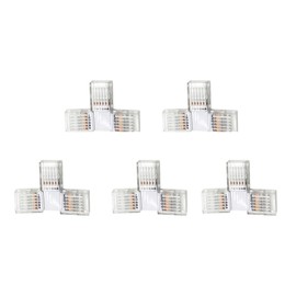 YUTOKEER T-shaped Connector for 6-Pin 12mm LED Strip, Solderless Connection, Suitable for 12-24V RGBW LED Strip, Transparent Design, Pack of 5