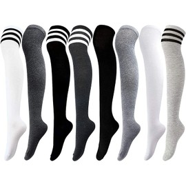 8 Pairs Thigh High Socks Over The Knee Thigh Cotton Socks Long Boot Stockings Cotton Leg Warmers for Daily Wear,Cosplay