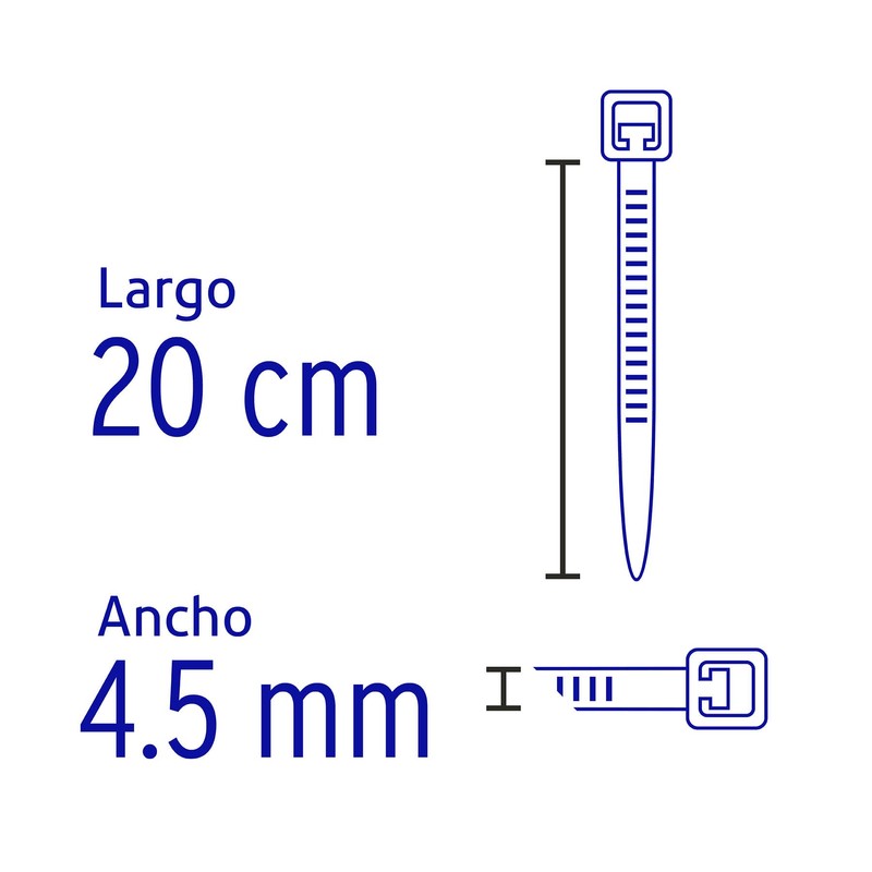 Volteck CIN-5020, Cincho plástico, 50 lb, 20 cm, bolsa con