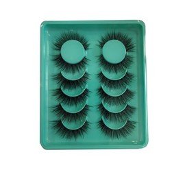 ANJOBIBI Synthetic Mink False Eyelashes, 3 Pairs, Strip Adhesive, Black (Green-2)