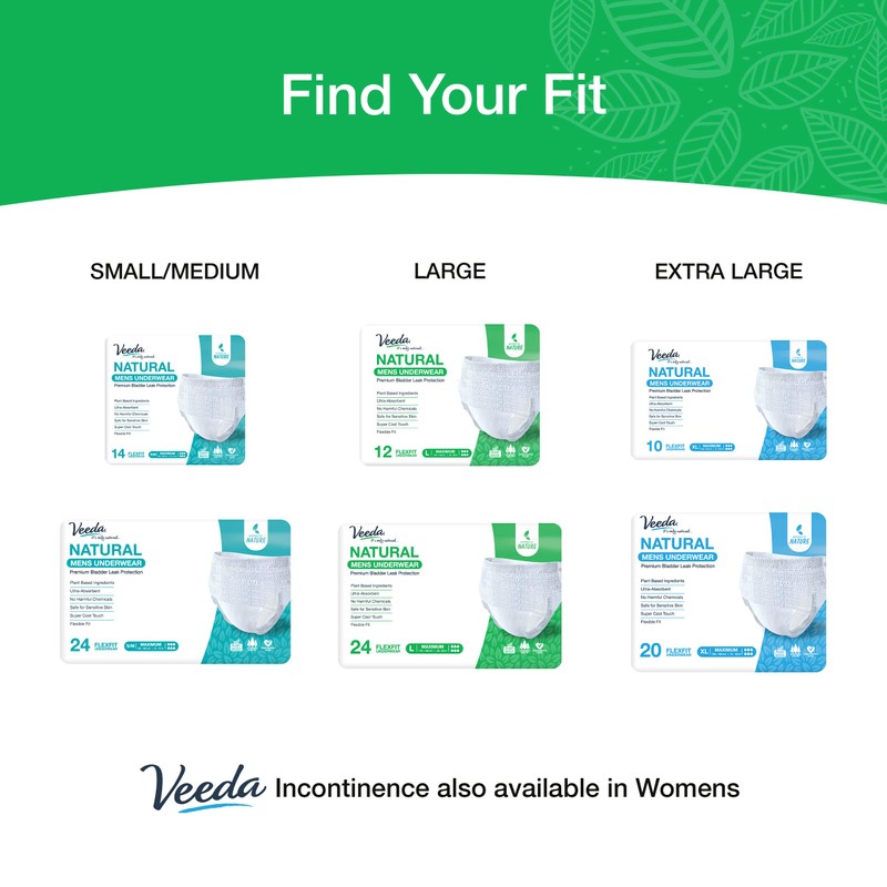 Veeda Natural Adult Incontinence Underwear for Men - Disposable Underwear