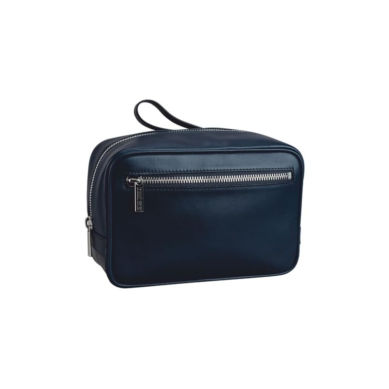 Leonhard Heyden Montreal Leather Toiletry Bag 25 cm, navy