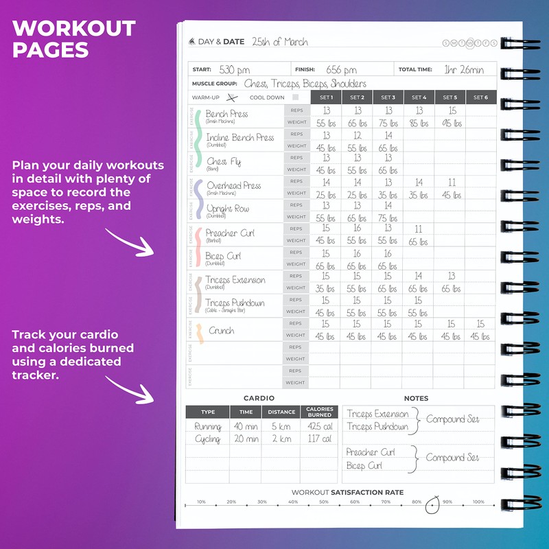 Clever Fox Fitness & Workout Journal/Planner Daily Exercise Log Book