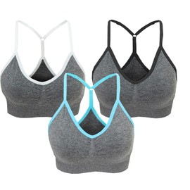 AKAMC Women's Removable Padded Sports Bras Medium Support Workout Yoga Bra 3 Pack,White/Blue/Black,X-Large
